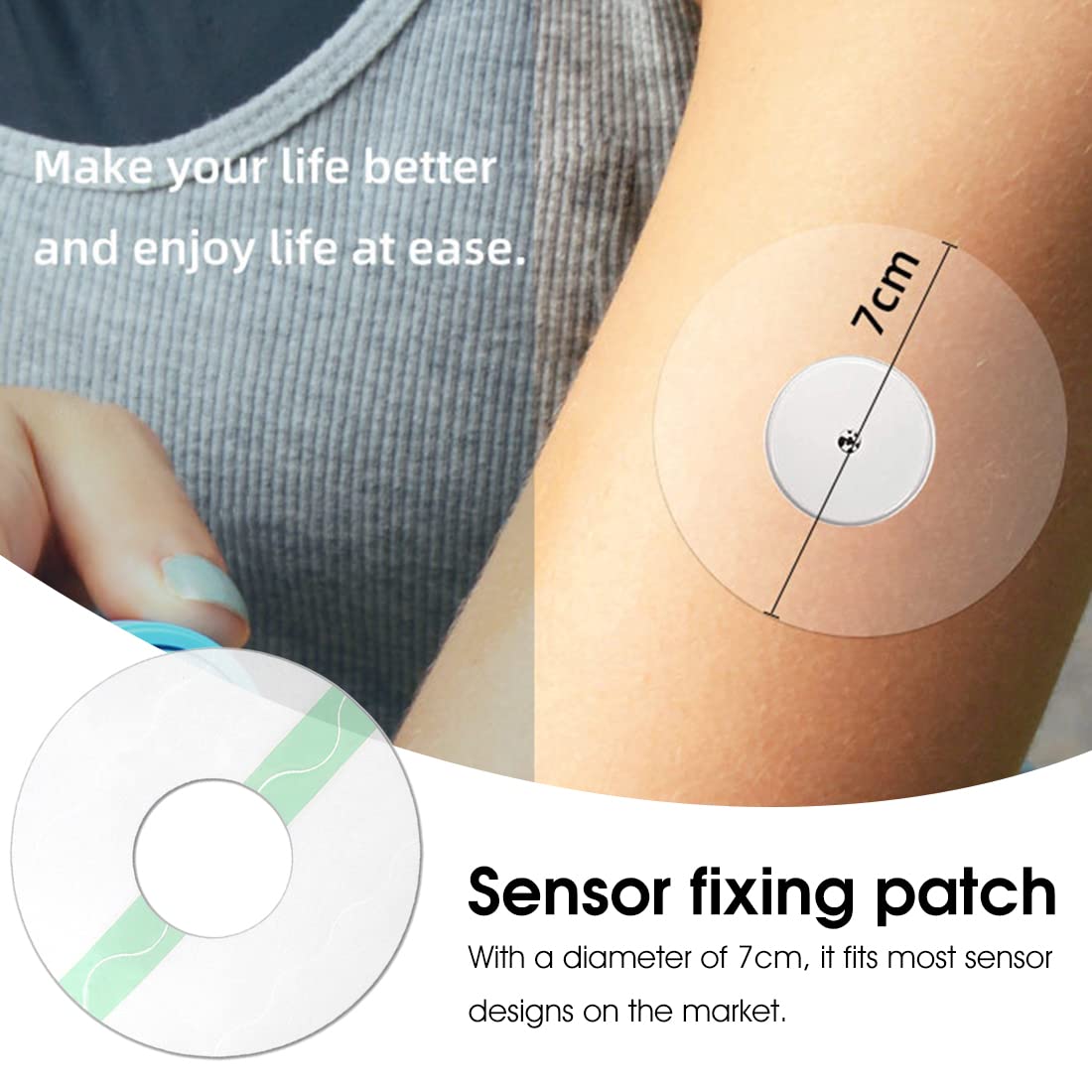 ELEPHANTBOAT 30Pcs Freestyle Sensor Covers Transparent Self Adhesive Patch Sticker for Freestyle Libre with Waterproof & Breatheable, Fix Your Sensor On Arm ELEPHANTBOAT 30Pcs Freestyle Sensor Covers Transparent Self Adhesive Patch Sticker for Freestyle Libre with Waterproof & Breatheable, Fix Your Sensor On Arm
